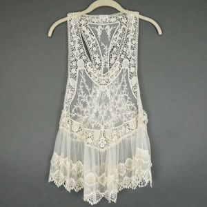 Anthropologie En Creme Ivory Crochet Tank Top